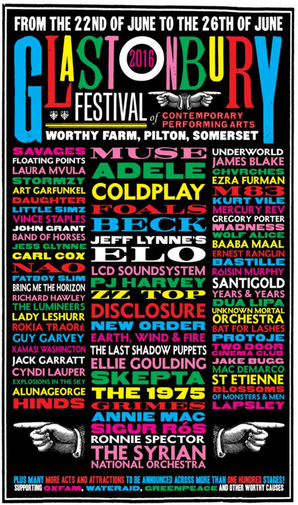 glastonbury 2016 full line up glastonbury 2016 full line up