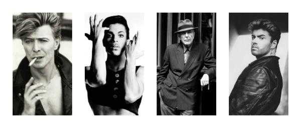 David Bowie, Leonard Cohen, Prince, George Michael David Bowie, Leonard Cohen, Prince, George Michael